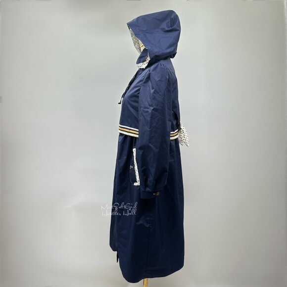 Vintage Rothschild Navy Hooded Double-Breasted Formal Rain Coat Size 14 Girl - Picture 6 of 8